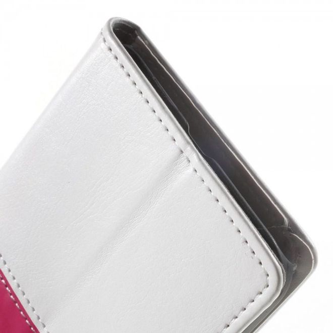 Huawei Nexus 6P Crazy Horse Leder Case Handyhülle mit Kontrastfarben und Standfunktion - weiss