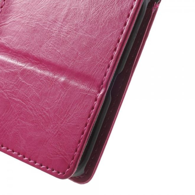 Huawei Nexus 6P Crazy Horse Leder Case Handyhülle mit Kontrastfarben und Standfunktion - rosa