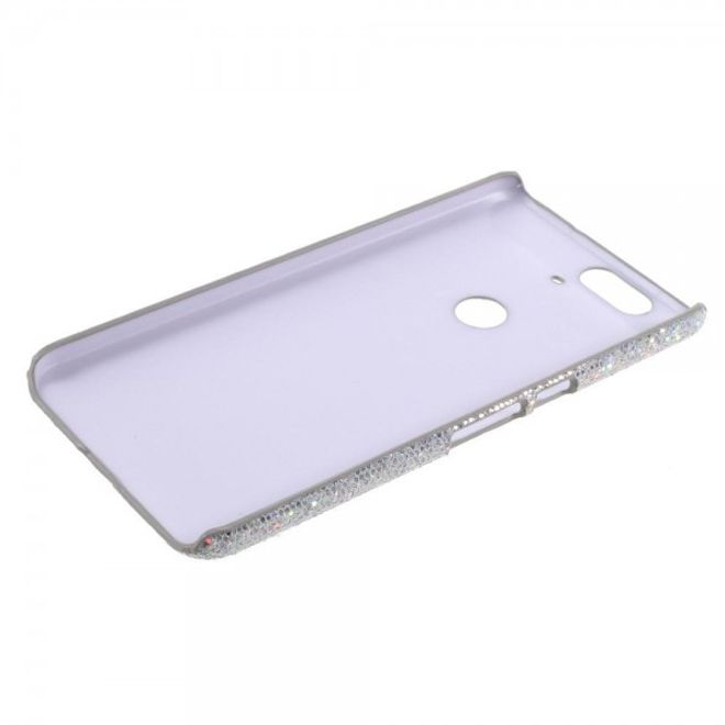 Huawei Nexus 6P Glitzernde Hart Plastik Case Hülle mit lederartiger Oberfläche - silber