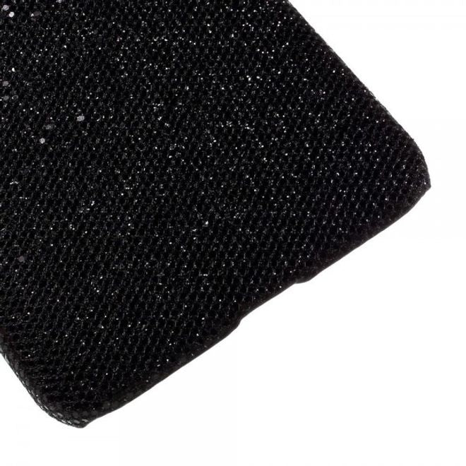 Huawei Nexus 6P Glitzernde Hart Plastik Case Hülle mit lederartiger Oberfläche - schwarz