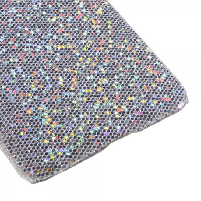 Huawei Nexus 6P Glitzernde Hart Plastik Case Hülle mit lederartiger Oberfläche - silber