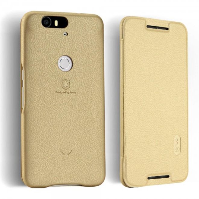 Huawei Nexus 6P Lenuo Ledream Series Leder Cover Hülle mit Kreditkartenslots - champagnerfarben
