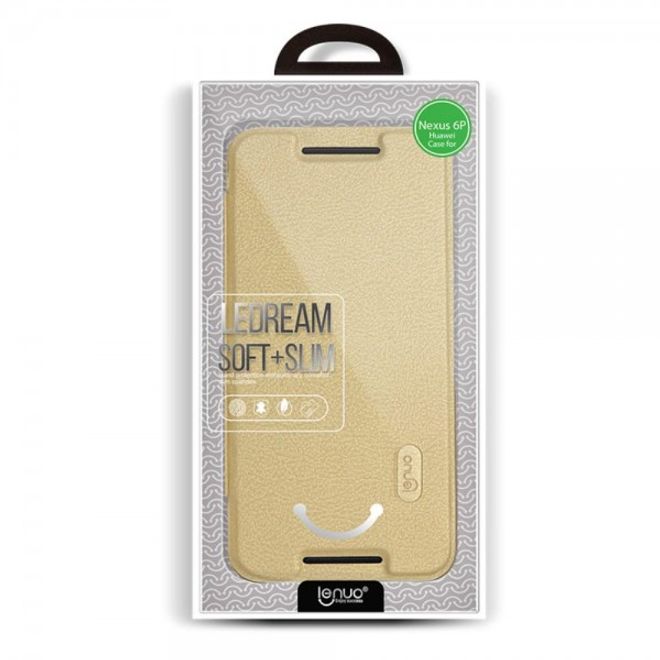 Huawei Nexus 6P Lenuo Ledream Series Leder Cover Hülle mit Kreditkartenslots - champagnerfarben
