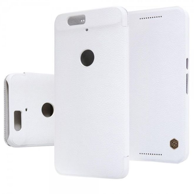 Huawei Nexus 6P Nillkin Qin Series Leder Flip Case Handy Hülle - weiss