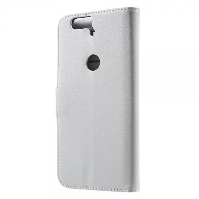 Huawei Nexus 6P Sanfte Leder Case Hülle mit Kreditkartenslots und Standfunktion - weiss