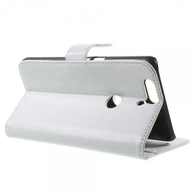 Huawei Nexus 6P Sanfte Leder Case Hülle mit Kreditkartenslots und Standfunktion - weiss