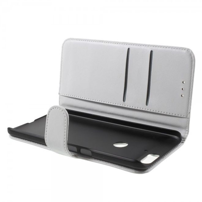 Huawei Nexus 6P Sanfte Leder Case Hülle mit Kreditkartenslots und Standfunktion - weiss