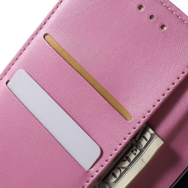 Huawei Nexus 6P Sanfte Leder Case Hülle mit Kreditkartenslots und Standfunktion - pink