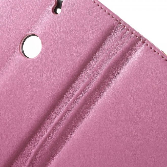 Huawei Nexus 6P Sanfte Leder Case Hülle mit Kreditkartenslots und Standfunktion - pink