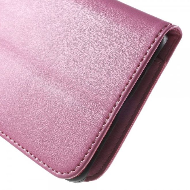 Huawei Nexus 6P Sanfte Leder Case Hülle mit Kreditkartenslots und Standfunktion - pink