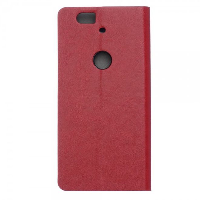 Huawei Nexus 6P Trendige Crazy Horse Leder Cover Hülle mit Standfunktion - rot