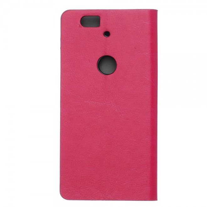 Huawei Nexus 6P Trendige Crazy Horse Leder Cover Hülle mit Standfunktion - rosa