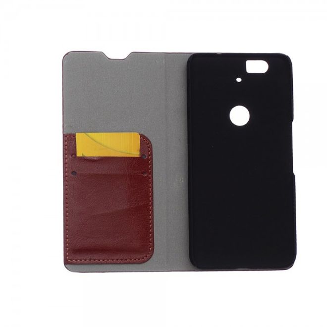 Huawei Nexus 6P Trendige Crazy Horse Leder Cover Hülle mit Standfunktion - braun