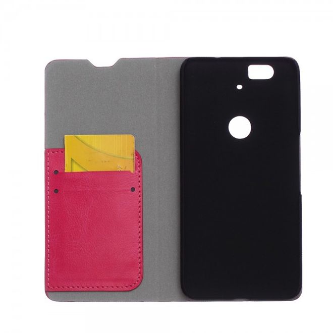 Huawei Nexus 6P Trendige Crazy Horse Leder Cover Hülle mit Standfunktion - rosa