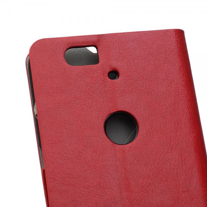 Huawei Nexus 6P Trendige Crazy Horse Leder Cover Hülle mit Standfunktion - rot