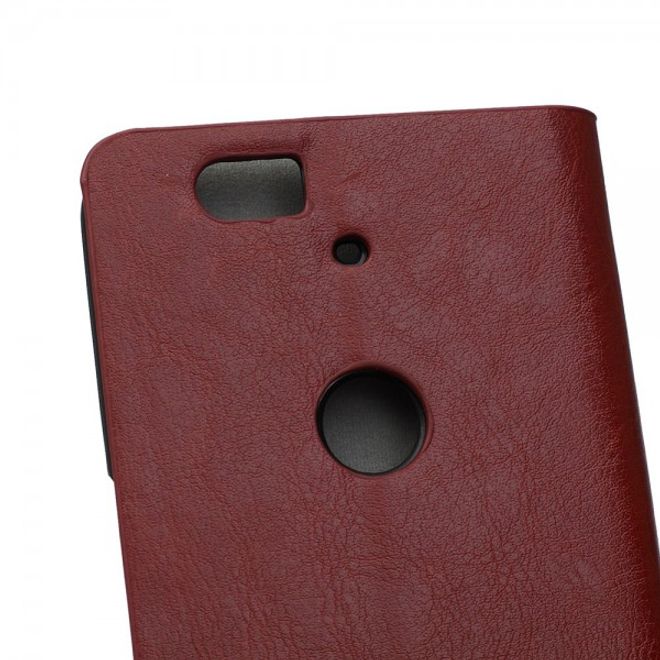 Huawei Nexus 6P Trendige Crazy Horse Leder Cover Hülle mit Standfunktion - braun