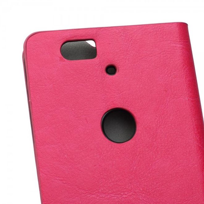 Huawei Nexus 6P Trendige Crazy Horse Leder Cover Hülle mit Standfunktion - rosa