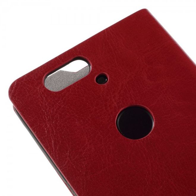 Huawei Nexus 6P Trendige Crazy Horse Leder Cover Hülle mit Standfunktion - rot