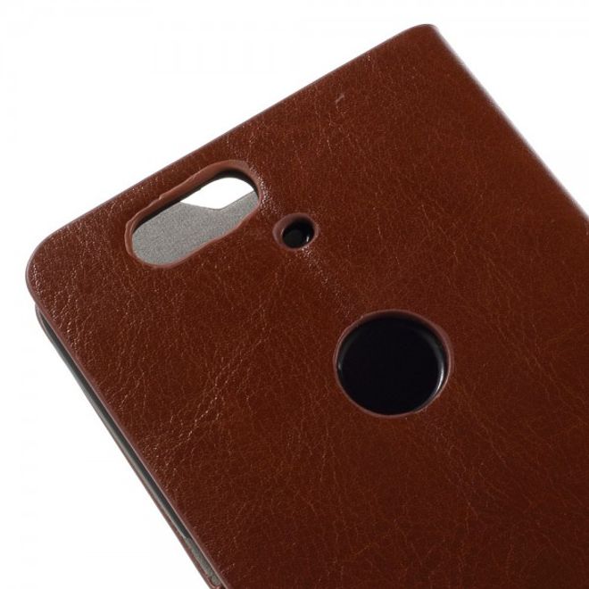 Huawei Nexus 6P Trendige Crazy Horse Leder Cover Hülle mit Standfunktion - braun