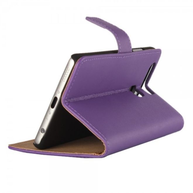 Huawei P9 Echte Spaltleder Flip Case Hülle mit Standfunktion - purpur