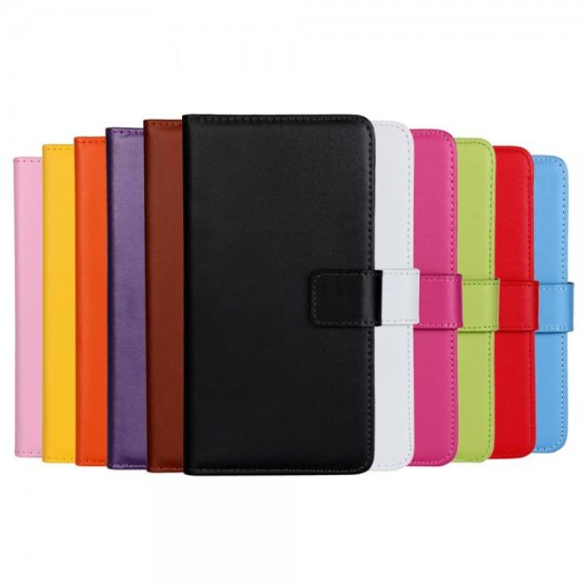 Huawei P9 Echte Spaltleder Flip Case Hülle mit Standfunktion - purpur