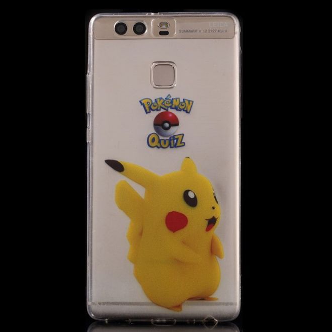 Huawei P9 Elastische, dünne Plastik Cover Gummihülle mit Pokemon Pickachu