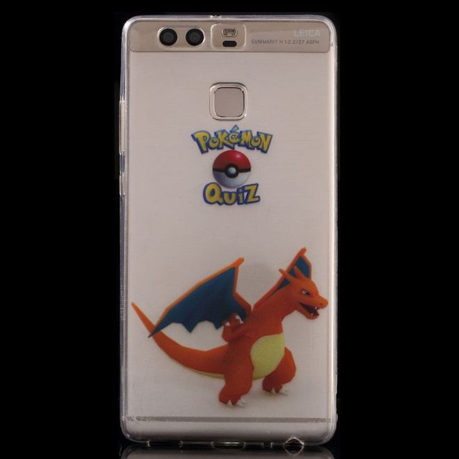 Huawei P9 Elastische, dünne Plastik Cover Gummihülle mit Pokemon Glurak
