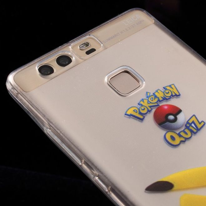 Huawei P9 Elastische, dünne Plastik Cover Gummihülle mit Pokemon Pickachu