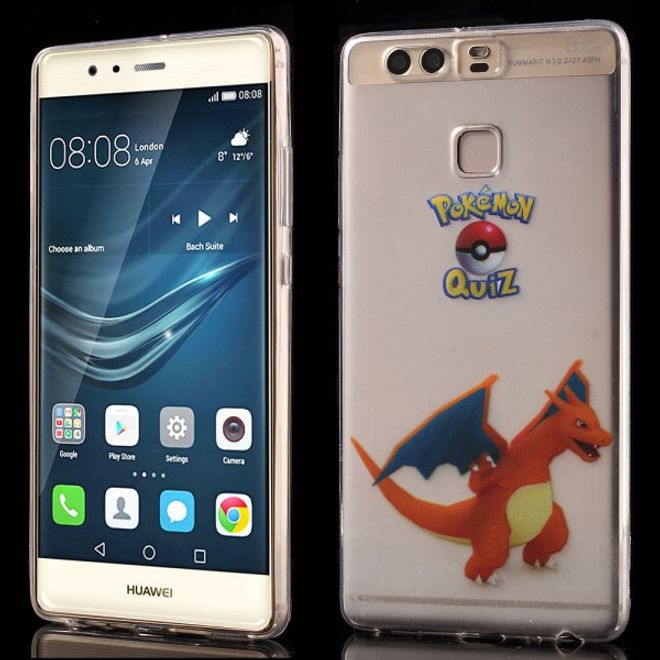 Huawei P9 Elastische, dünne Plastik Cover Gummihülle mit Pokemon Glurak