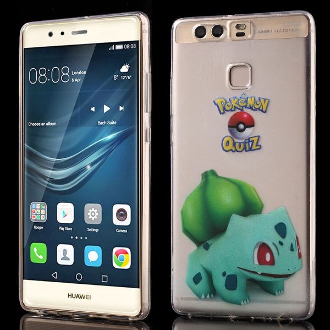 Huawei P9 Elastische, dünne Plastik Cover Gummihülle mit Pokemon Bisasam