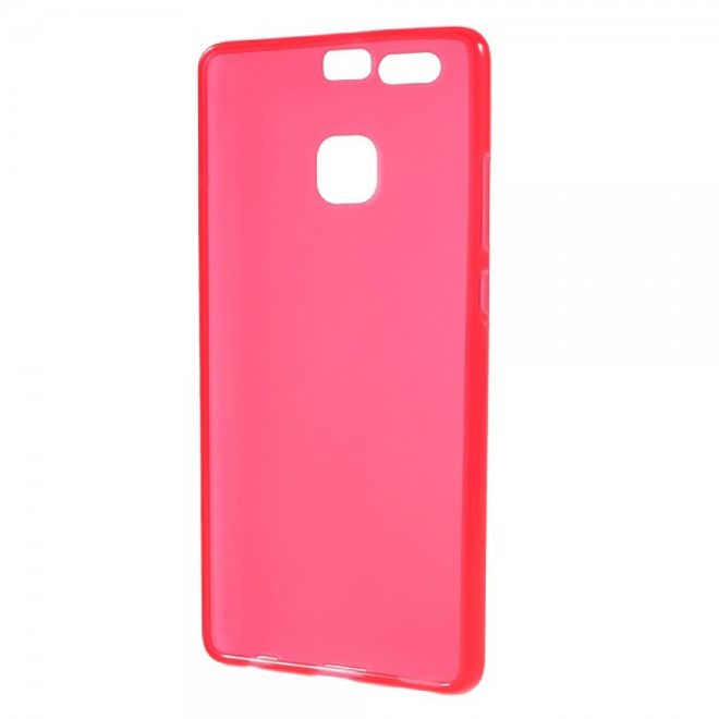 Huawei P9 Elastische, matte Plastik Cover Hülle - rot
