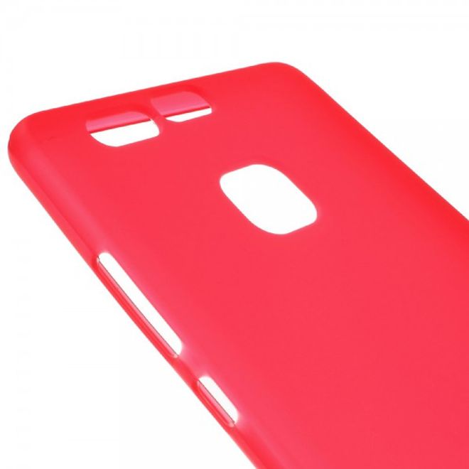 Huawei P9 Elastische, matte Plastik Cover Hülle - rot