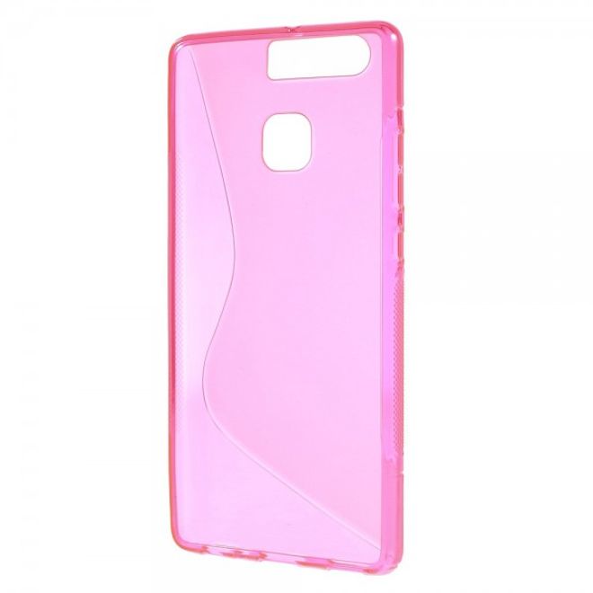 Huawei P9 Elastische Plastik Case Hülle S-Line - rosa