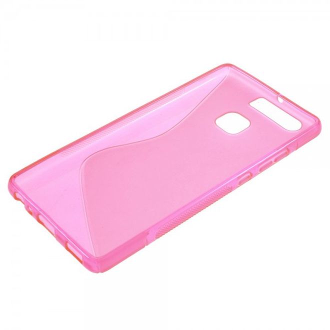 Huawei P9 Elastische Plastik Case Hülle S-Line - rosa