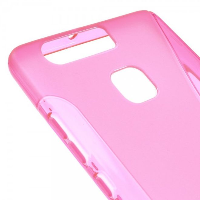 Huawei P9 Elastische Plastik Case Hülle S-Line - rosa