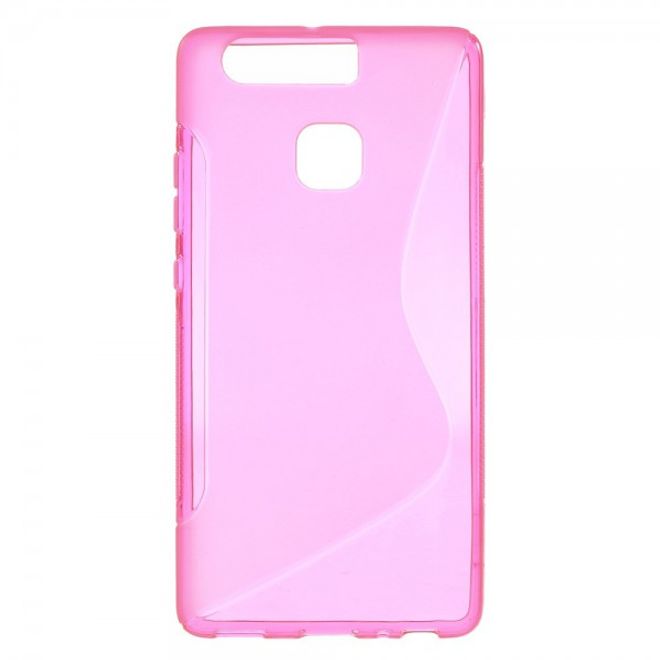 Huawei P9 Elastische Plastik Case Hülle S-Line - rosa