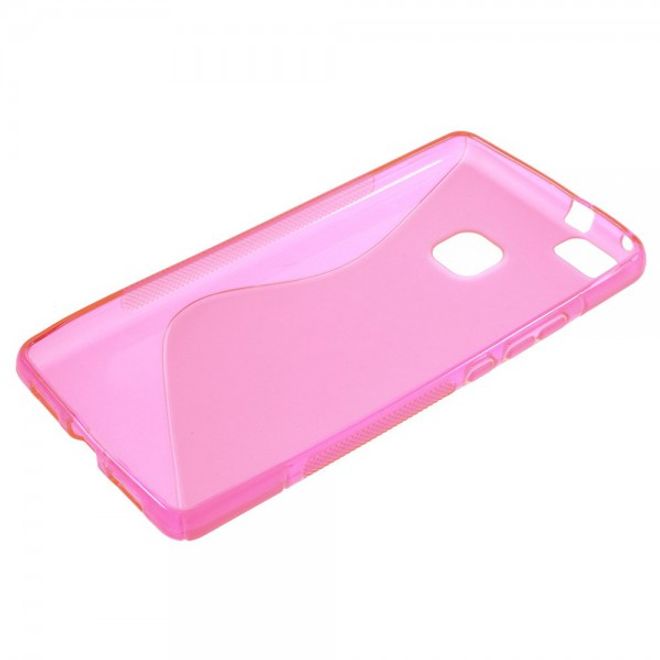 Huawei P9 Lite Elastische Plastik Case Hülle S-Line - rosa