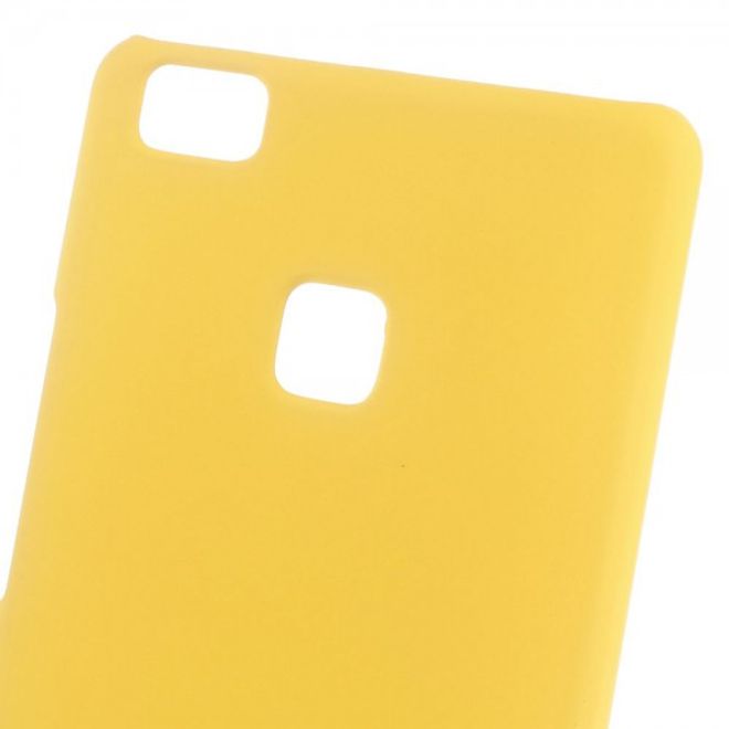Huawei P9 Lite Gummierte Hart Plastik Cover Handyhülle - gelb