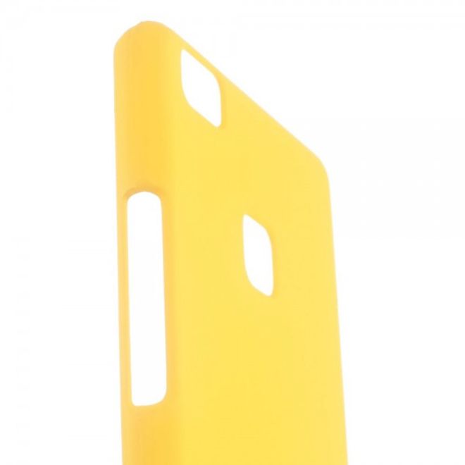 Huawei P9 Lite Gummierte Hart Plastik Cover Handyhülle - gelb