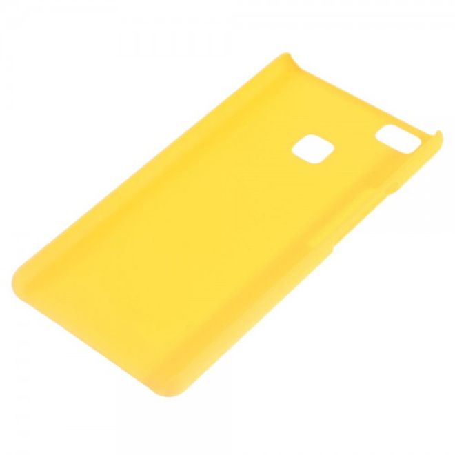 Huawei P9 Lite Gummierte Hart Plastik Cover Handyhülle - gelb