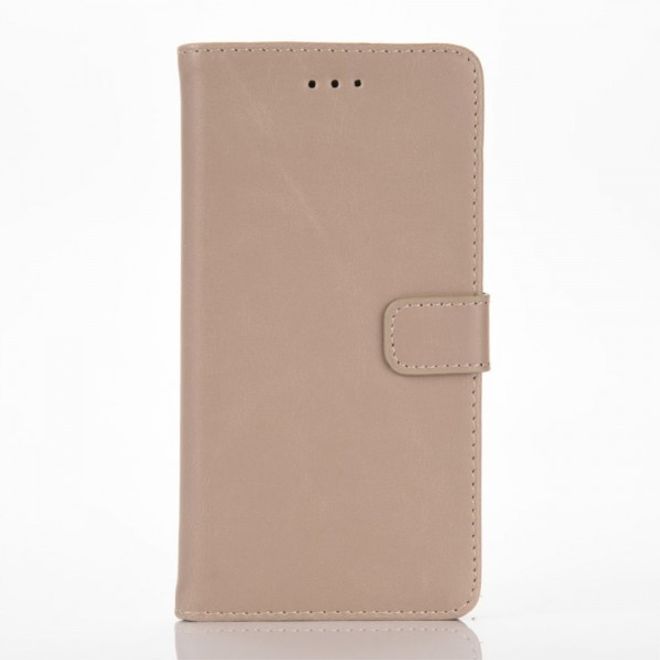 Huawei P9 Lite Modische Leder Case Hülle im Retrolook mit Kreditkartenslots - grau