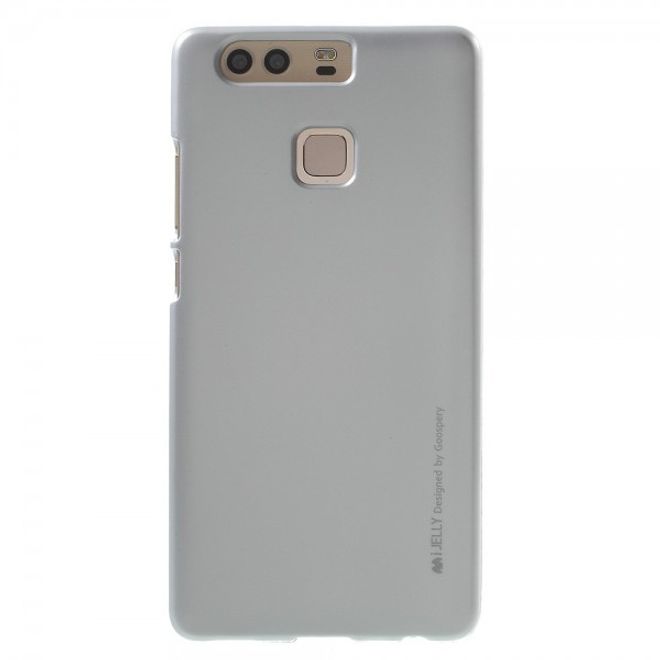 Goospery - Huawei P9 Handy Hülle - TPU Soft Case - i Jelly Metal Series - silber