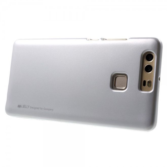 Goospery - Huawei P9 Handy Hülle - TPU Soft Case - i Jelly Metal Series - silber