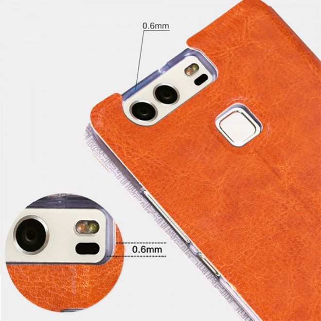 Huawei P9 Mofi Rui Series Leder Case Hülle mit Standfunktion - braun