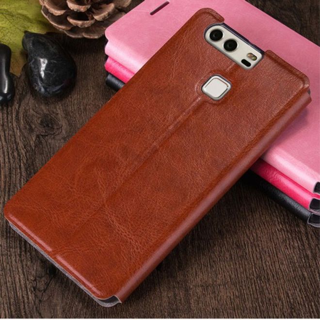 Huawei P9 Mofi Rui Series Leder Case Hülle mit Standfunktion - braun