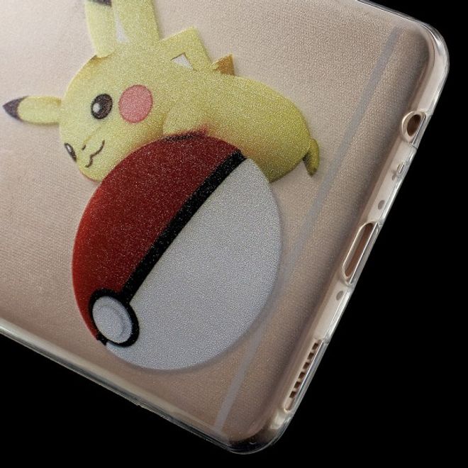 Huawei P9 Plus Elastische, dünne Plastik Cover Gummihülle mit Pokeball und Pickachu