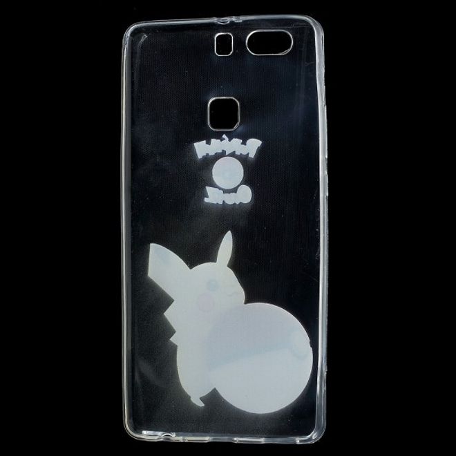 Huawei P9 Plus Elastische, dünne Plastik Cover Gummihülle mit Pokeball und Pickachu