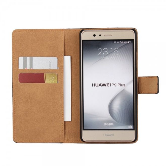 Huawei P9 Plus Elegante Leder Case Handyhülle mit Standfunktion - purpur