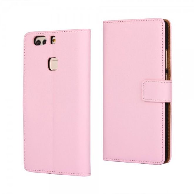 Huawei P9 Plus Elegante Leder Case Handyhülle mit Standfunktion - pink
