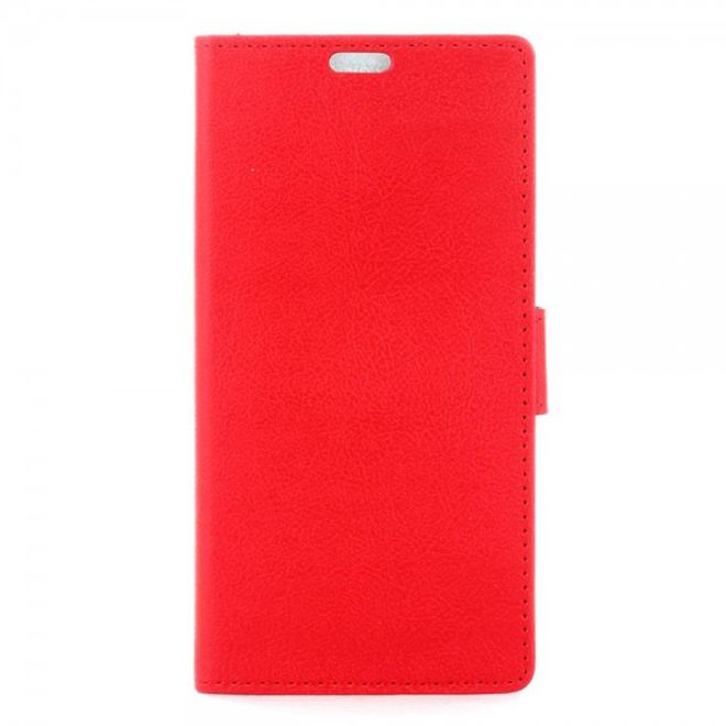 Huawei P9 Plus Klassische Leder Cover Hülle mit Litchitextur und Standfunktion - rot